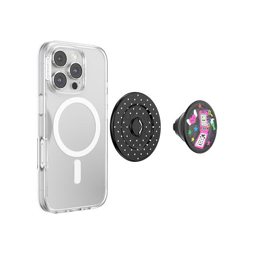 【小小篇章】迷你爪机·MagSafe圆啪嗒 MAGSAFE磁吸手机气囊支架 Round圆啪嗒系列 黑色 波点 灵感家 商品图3