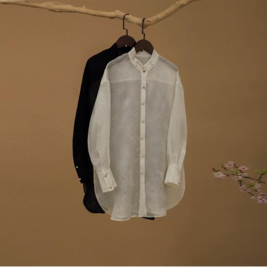 玉牡丹孔罗真丝绡国风衬衫 商品图2