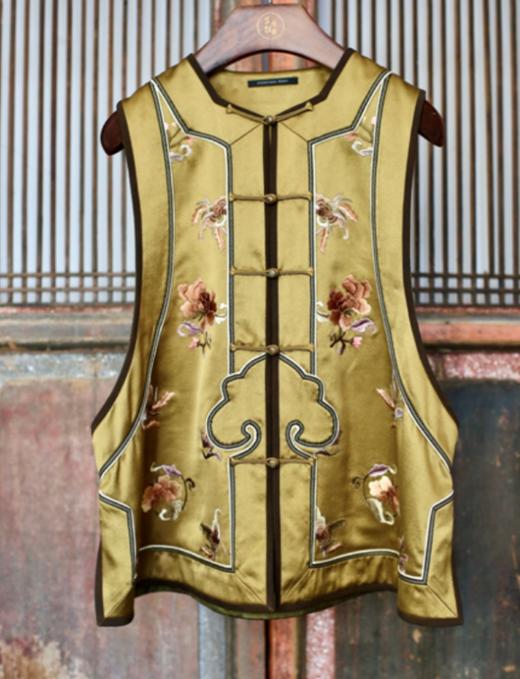 盛唐牡丹盛奢系列 | 手绣真丝如意对襟马甲 商品图0