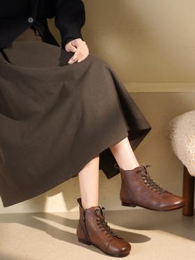 西村名物2025年冬季新款软底软面薄底防滑舒适跟脚马丁靴X25DS48591