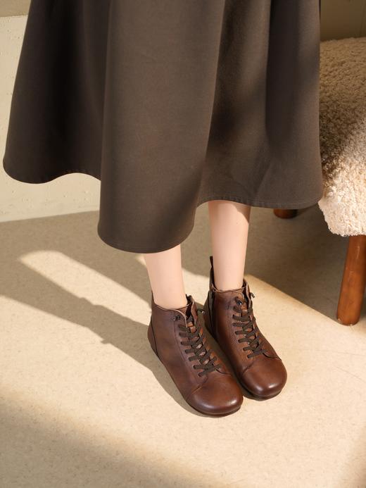 西村名物2025年冬季新款软底软面薄底防滑舒适跟脚马丁靴X25DS48591 商品图1