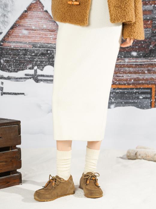 西村名物2025年冬季新款厚底防滑系带毛绒内里保暖乐福鞋毛毛鞋X25DM48791 商品图4