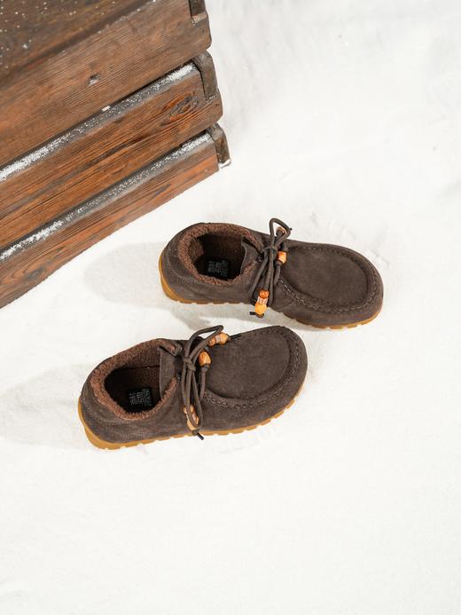 西村名物2025年冬季新款厚底防滑系带毛绒内里保暖乐福鞋毛毛鞋X25DM48791 商品图12