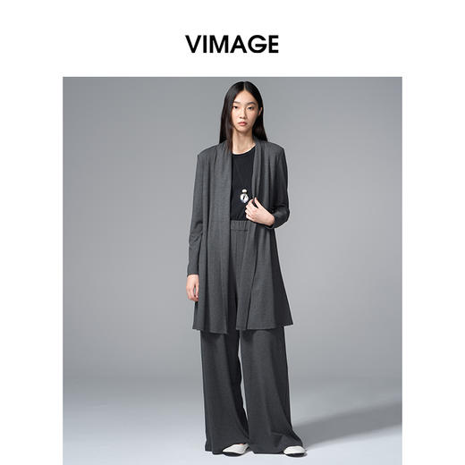 VIMAGE纬漫纪休闲宽松松紧腰慵懒感长裤子V2405114 商品图1