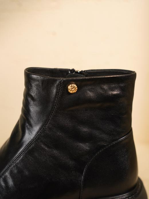 西村名物2025年冬季新款厚底粗跟防滑绒布内里抓感纹路时尚舒适切尔西靴X25DS48491 商品图11