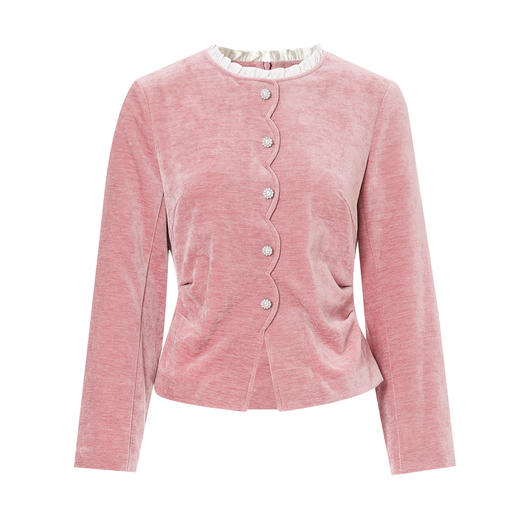 【粉色灯芯绒】EITIE爱特爱复古木耳花边领收腰秋冬新款衬衫D2513903 商品图5