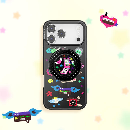 【小小篇章】迷你爪机·MagSafe圆啪嗒 MAGSAFE磁吸手机气囊支架 Round圆啪嗒系列 黑色 波点 灵感家 商品图1