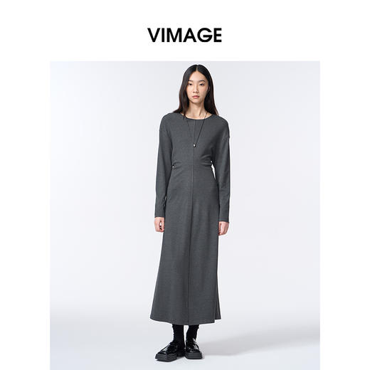 VIMAGE纬漫纪收腰显瘦秋冬新款连衣裙长裙V2407109 商品图0