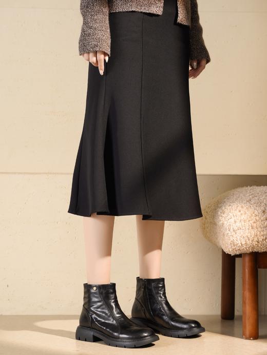 西村名物2025年冬季新款厚底粗跟防滑绒布内里抓感纹路时尚舒适切尔西靴X25DS48491 商品图0