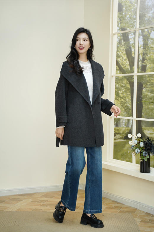 臣禾	【披肩领大衣】 静雅气质中长款毛呢外套	JZ254080281 商品图3