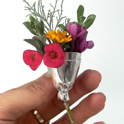 订购6周到｜Rena jewelry-Bouquet-花束 银色 胸针［以色列设计师］ 商品图4