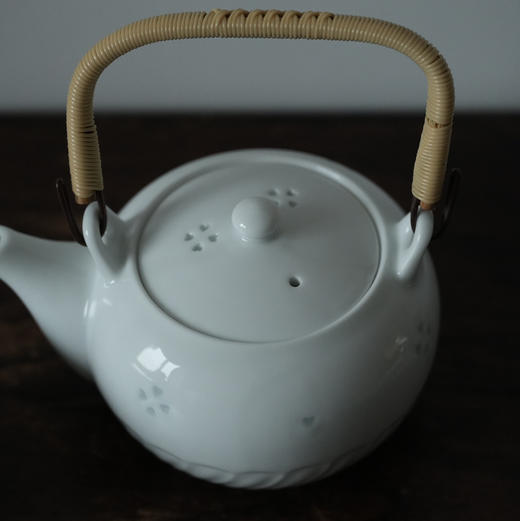日本玲珑白瓷茶壶/盖杯 未使用保存品 商品图1