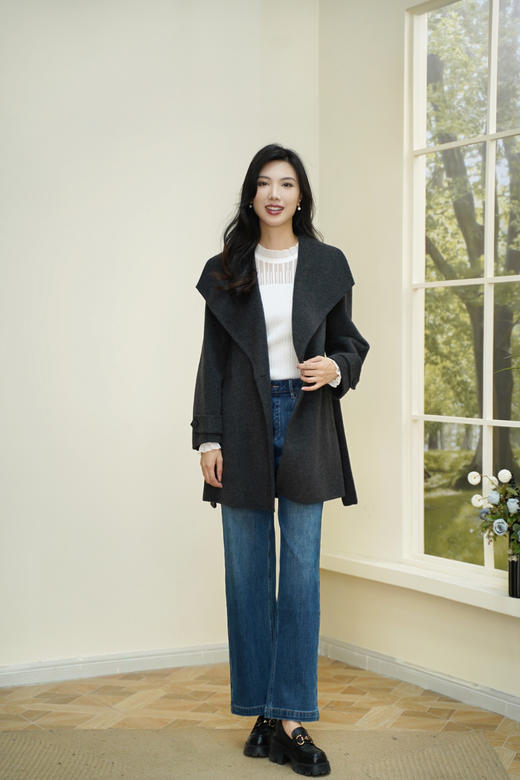 臣禾	【披肩领大衣】 静雅气质中长款毛呢外套	JZ254080281 商品图4