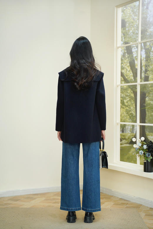 臣禾【海军领大衣】双排扣一手长大翻领呢大衣外套	JZ254080275 商品图6