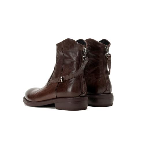 西村名物2025年冬季新款厚底粗跟防滑抓皱牛皮质感骑士短靴切尔西靴X25DS48941 商品图5