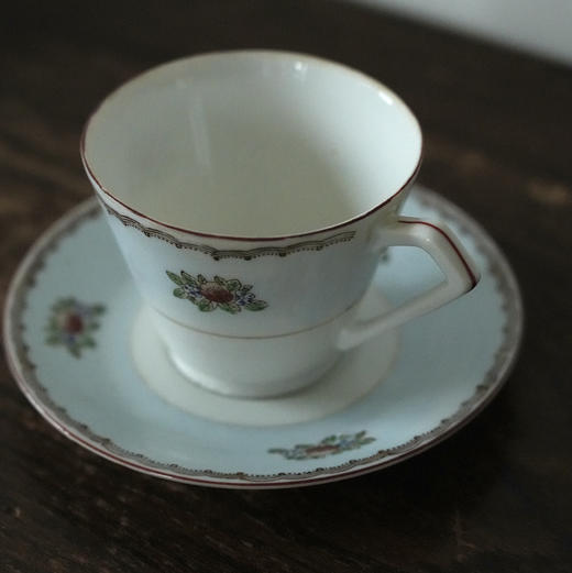 日本中古手绘蓝色咖啡杯碟 釉上彩 商品图1