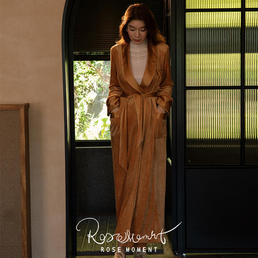 秋冬简约静奢一面真丝一面立绒双面长袍 P250601 商品图1