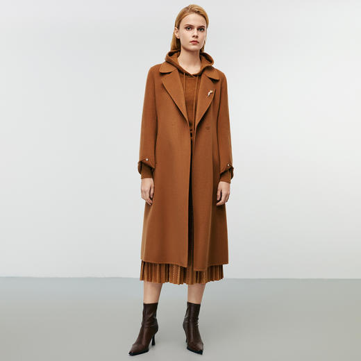 EITIE爱特爱冬季新款气质翻领通勤收腰显瘦卡色毛呢大衣8014729 商品图1