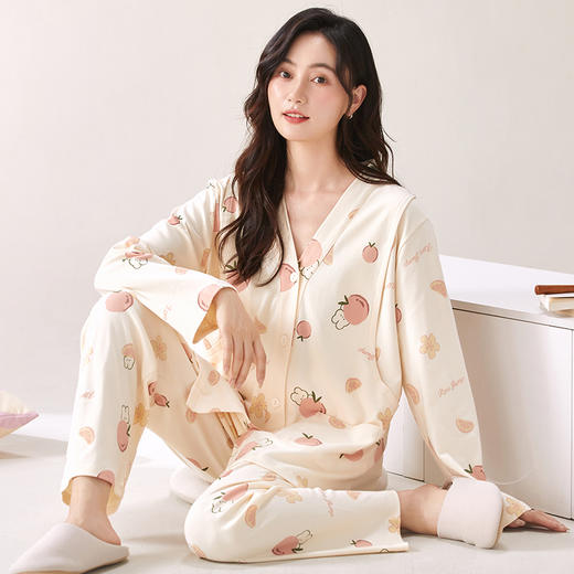 【换季出清】自然醒胧棉女士月子服家居服7A抗菌100%棉和服系列睡衣QH 商品图10
