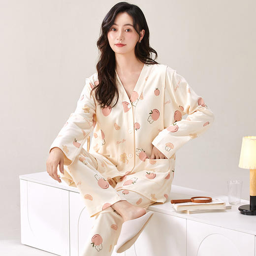 【换季出清】自然醒胧棉女士月子服家居服7A抗菌100%棉和服系列睡衣QH 商品图13