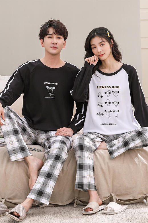 【换季出清】自然醒睦棉情侣家居服100%棉双面加厚长袖长裤套头睡衣QH 商品图9