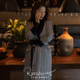 轻奢印花真丝毛巾棉翻领长袍 T822013