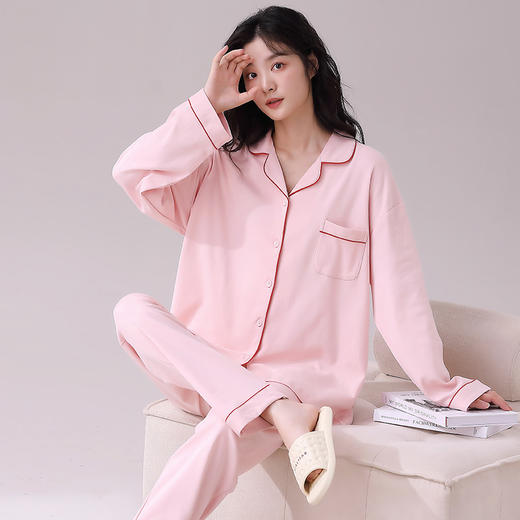 【换季出清】自然醒星眠女士家居服100%棉加厚长袖长裤翻领开衫睡衣QH 商品图7