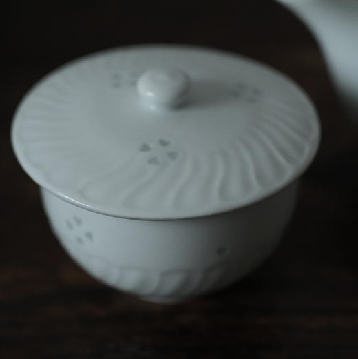 日本玲珑白瓷茶壶/盖杯 未使用保存品 商品图3