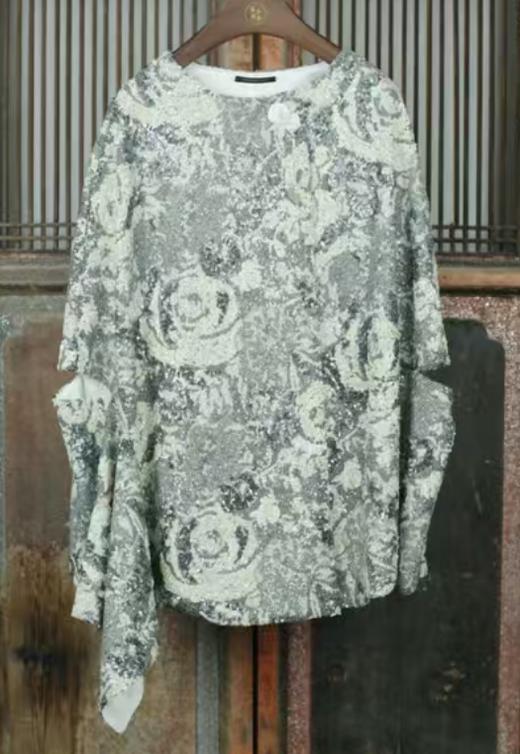 盛唐牡丹 | 抽象玫瑰串珠斗篷 商品图0