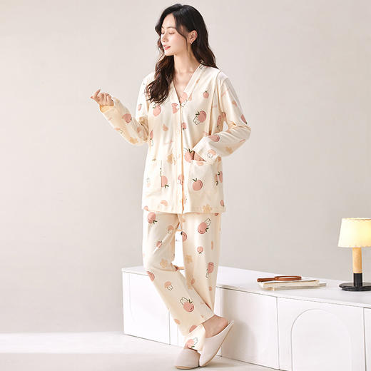 【换季出清】自然醒胧棉女士月子服家居服7A抗菌100%棉和服系列睡衣QH 商品图6