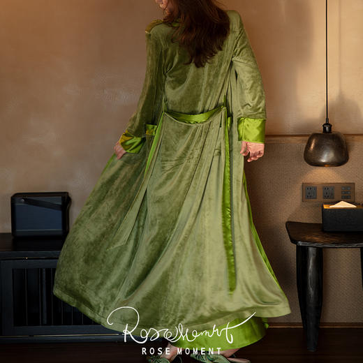 秋冬简约静奢一面真丝一面立绒双面长袍 P250601 商品图7