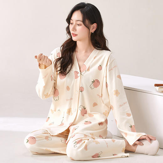 【换季出清】自然醒胧棉女士月子服家居服7A抗菌100%棉和服系列睡衣QH 商品图9