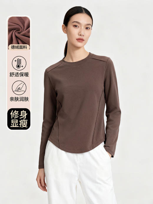 【两件119】臣禾	【发热长袖瘦瘦T】正肩圆领休闲T恤 一触即暖德绒上衣	JZ253052275 商品图2