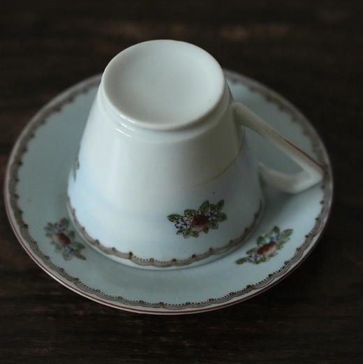 日本中古手绘蓝色咖啡杯碟 釉上彩 商品图2