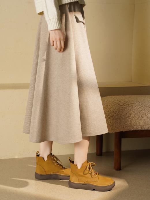 西村名物2025年冬季新款圆头V型靴口系带软底马丁靴X25DS49001 商品图6