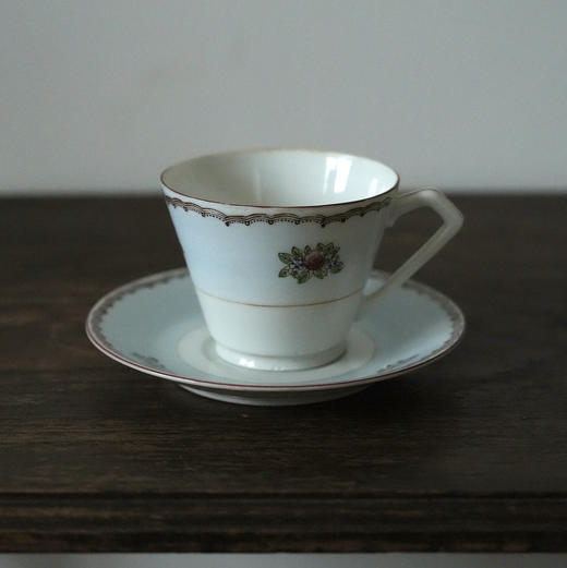 日本中古手绘蓝色咖啡杯碟 釉上彩 商品图0