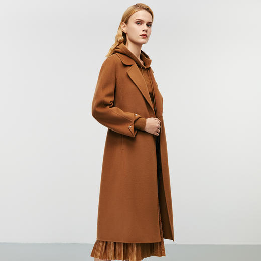 EITIE爱特爱冬季新款气质翻领通勤收腰显瘦卡色毛呢大衣8014729 商品图2