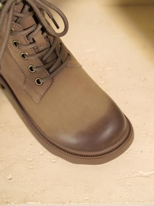 西村名物2025年冬季新款厚底粗跟防滑舒适透气系带真皮内里短靴马丁靴X25DS48761 商品图11