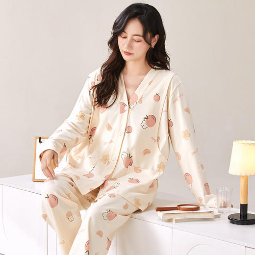 【换季出清】自然醒胧棉女士月子服家居服7A抗菌100%棉和服系列睡衣QH 商品图14