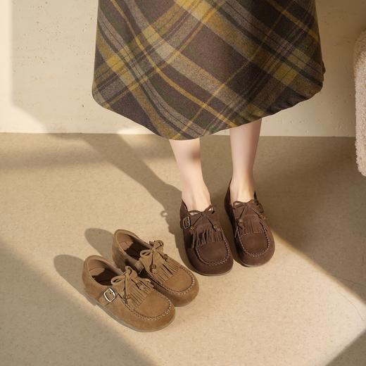 西村名物2025年秋季新款时尚流苏舒适平底深口鞋乐福鞋T25DM49381 商品图2