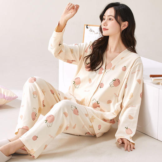 【换季出清】自然醒胧棉女士月子服家居服7A抗菌100%棉和服系列睡衣QH 商品图11