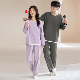 【换季出清】自然醒朝夕情侣家居服100%棉长袖长裤套头睡衣QH