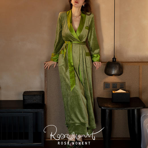 秋冬简约静奢一面真丝一面立绒双面长袍 P250601 商品图6