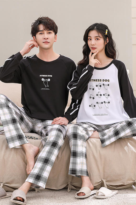 【换季出清】自然醒睦棉情侣家居服100%棉双面加厚长袖长裤套头睡衣QH 商品图8