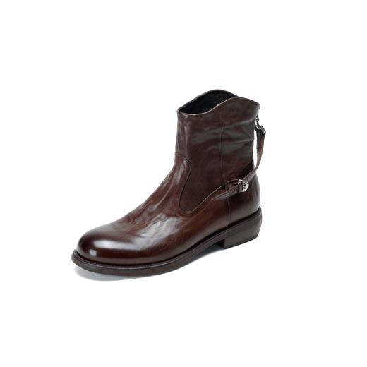 西村名物2025年冬季新款厚底粗跟防滑抓皱牛皮质感骑士短靴切尔西靴X25DS48941 商品图1