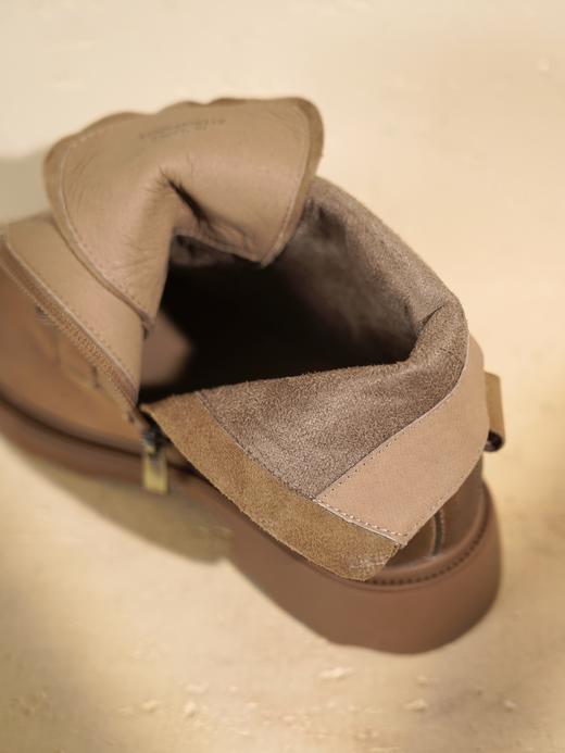 西村名物2025年冬季新款厚底粗跟防滑舒适透气系带真皮内里短靴马丁靴X25DS48761 商品图12