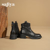 Safiya/索菲娅2025羊皮抓皱粗跟百搭厚底休闲通勤时尚英伦短靴SFD4116255 商品缩略图9