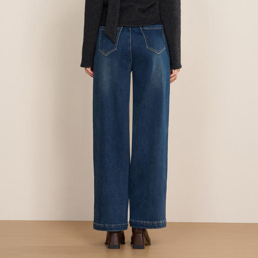 EITIE爱特爱复古高腰直筒显瘦加绒保暖冬季新款裤子D2505917 商品图4