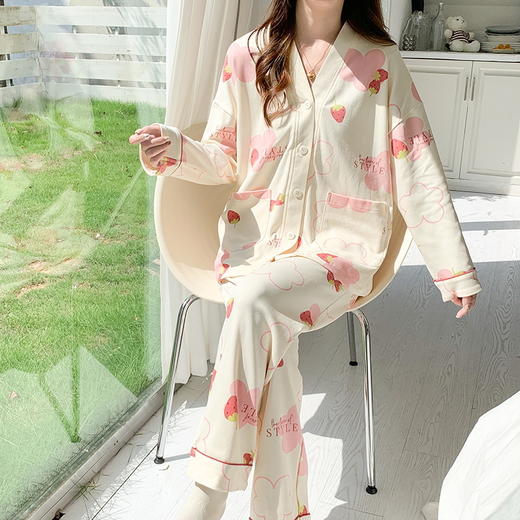 【换季出清】自然醒绮梦牛奶丝新款春秋季天女士睡衣可爱长袖两件套网红风大码家居服QH 商品图6