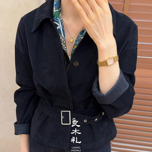 良木礼山羊闭绒皮衣（腰带）（Q8133） 商品图0